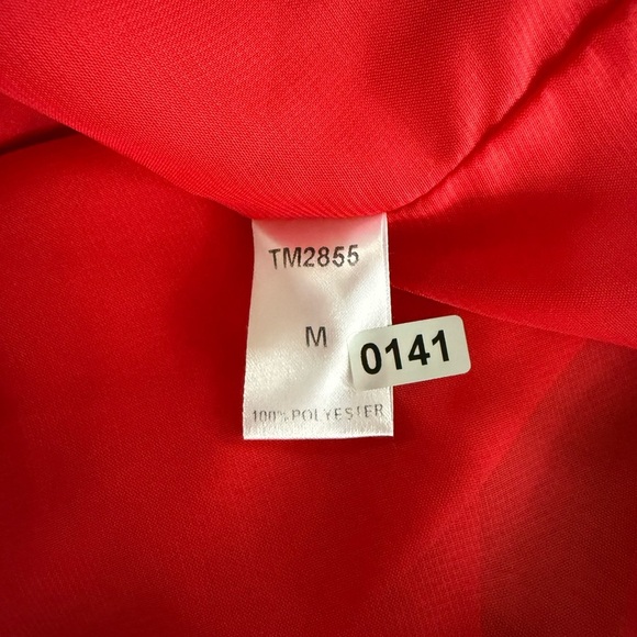 THML Women’s Orange Red Keyhole Halter Blue Embroidered Shift Dress Size M - Picture 11 of 11